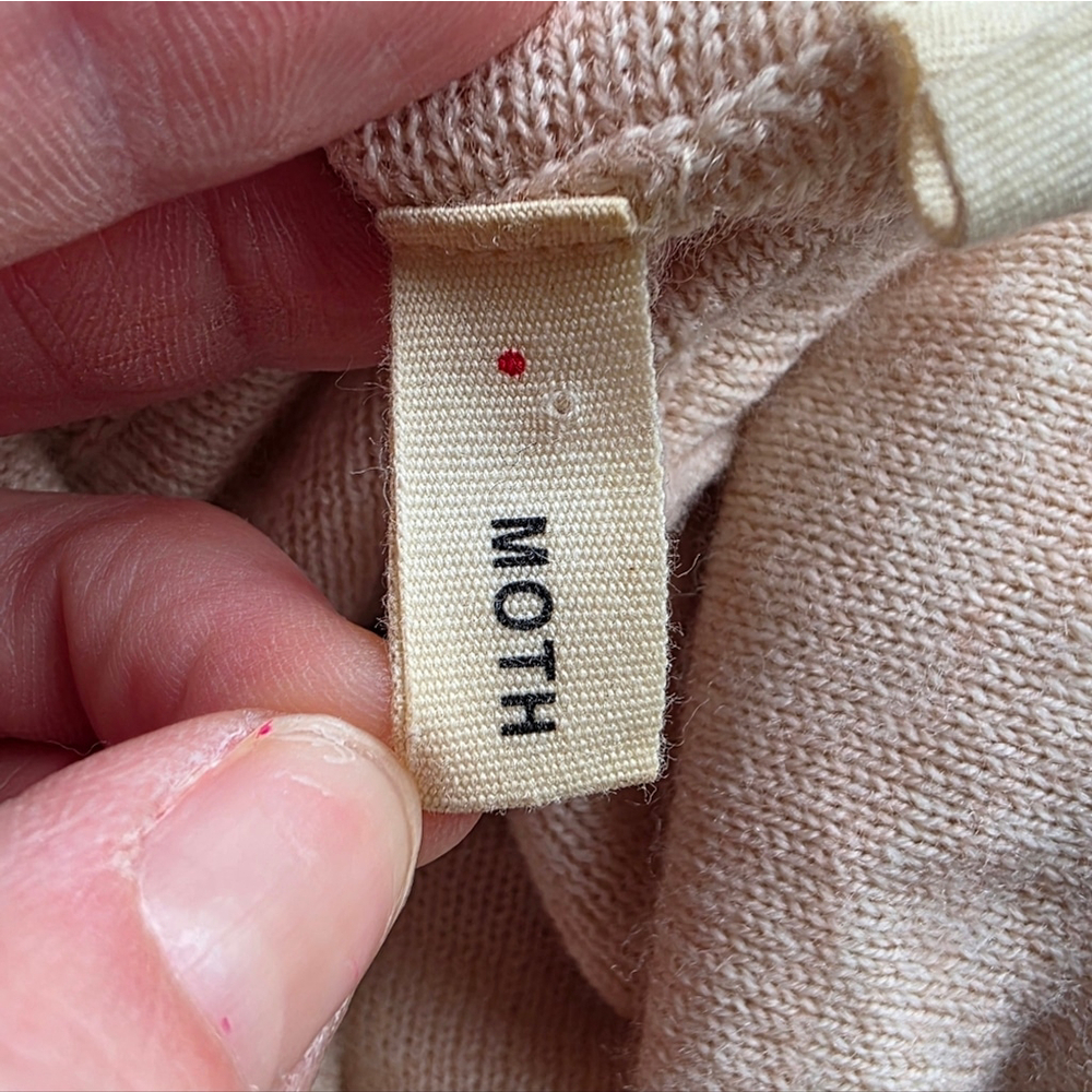 Moth Anthropologie Wool Blend Turtleneck Sweater XS Pink Button Cuff Knit - Picture 9 of 9